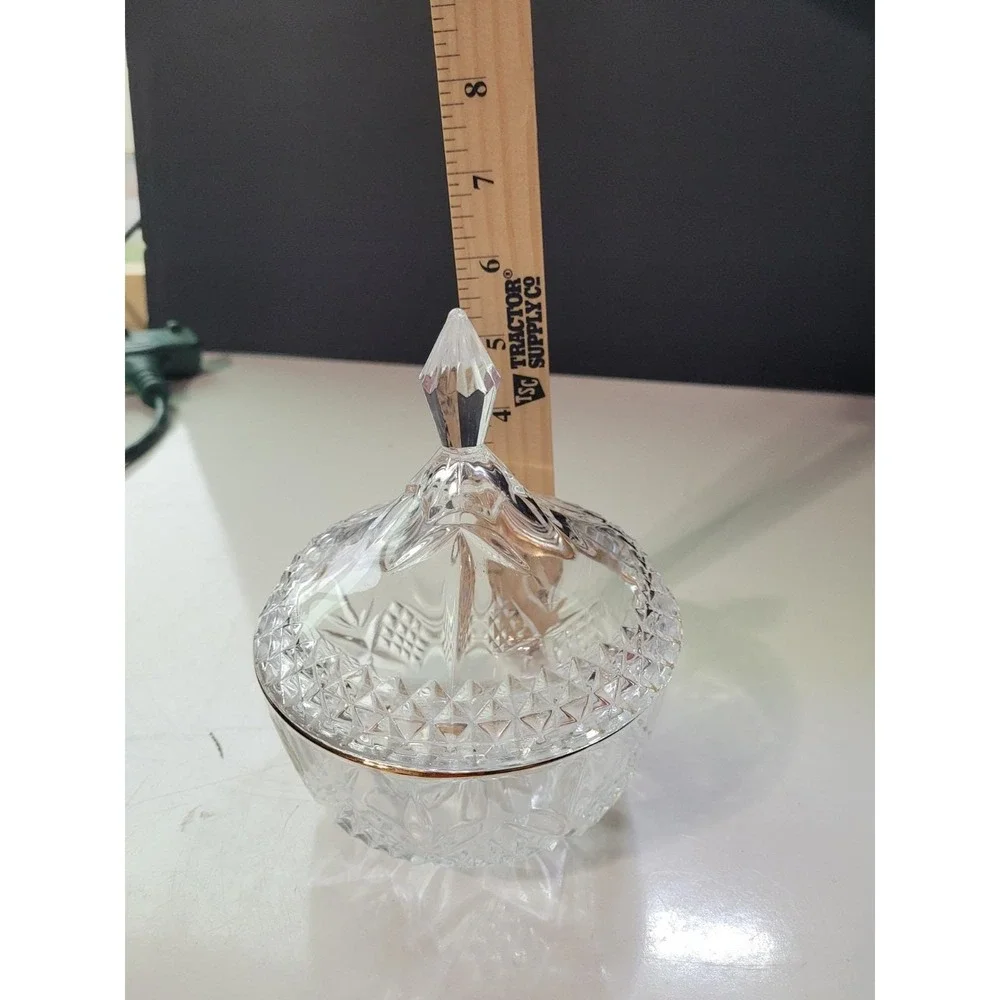 CRISTAL DE FLANDRE Liddedd Candy Dish 24% genuine lead crystal with gold trim